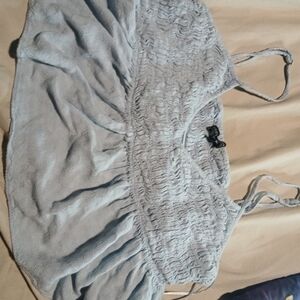 Cotton Candy Light Blue Textured Crop Top